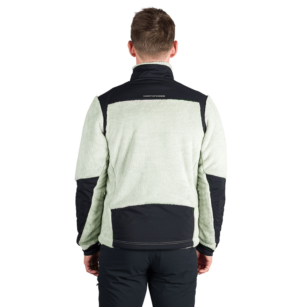 Men's Sherpa Fleece Sweater Northfinder Mikolaj LightGreenBlack