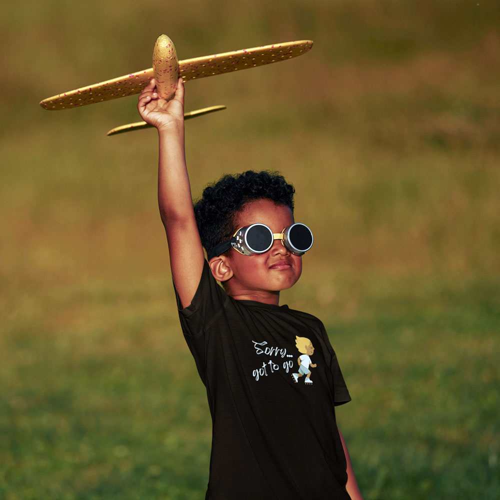 T-shirt kids Sorry Got To Go Black