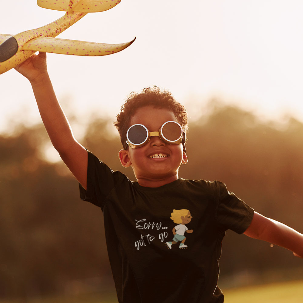 T-shirt kids Sorry Got To Go Black