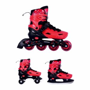 3K Αυξομειούμενα Πατίνια/Roller Skates/Παγοπέδιλα 3 σε 1 – Κόκκινο