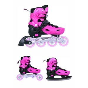 3K Αυξομειούμενα Πατίνια/Roller Skates/Παγοπέδιλα 3 σε 1 – Ροζ