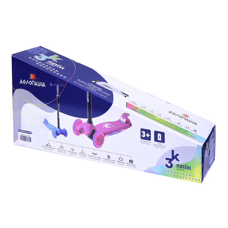ΑΘΛΟΠΑΙΔΙΑ 3τροχο Πατίνι (Scooter) Με Φωτιζόμενη Βάση Και Ροδάκια - Μπλε - Image 4