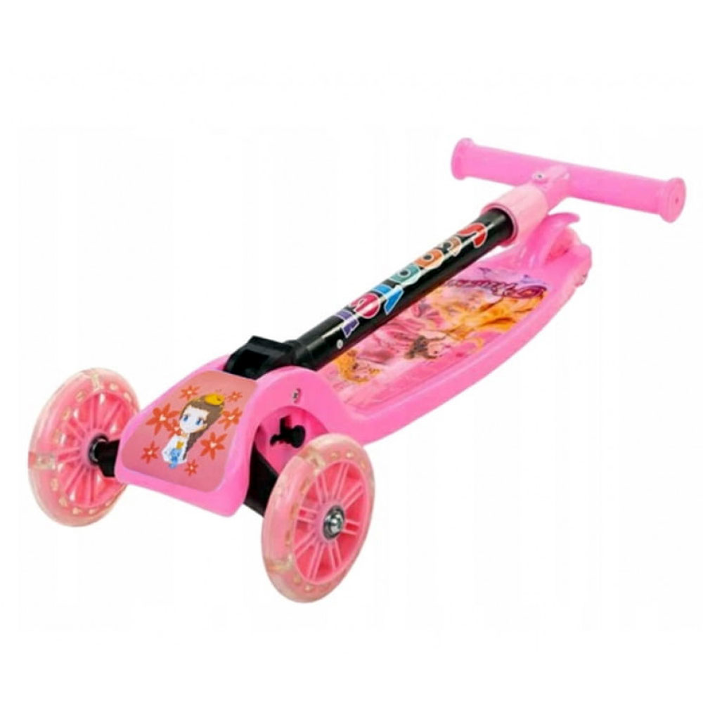 Αναδιπλούμενο τρίτροχο παιδικό πατίνι με αυτοφωτιζόμενα ροδάκια ροζ